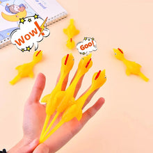 20 pcs Novelty Catapulted Ejection Chicken Toy Light Rubber Finger Prank Flying Toy Slingshot Chicken Finger Toys Turkey Sticky