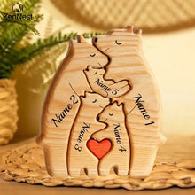 Personalized Wooden Bear Family Puzzle – Custom Name Home Decor Gift for Mom & Baby