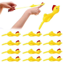 20 pcs Novelty Catapulted Ejection Chicken Toy Light Rubber Finger Prank Flying Toy Slingshot Chicken Finger Toys Turkey Sticky