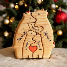 Personalized Wooden Bear Family Puzzle – Custom Name Home Decor Gift for Mom & Baby