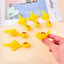 20 pcs Novelty Catapulted Ejection Chicken Toy Light Rubber Finger Prank Flying Toy Slingshot Chicken Finger Toys Turkey Sticky