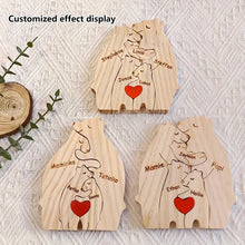 Personalized Wooden Bear Family Puzzle – Custom Name Home Decor Gift for Mom & Baby