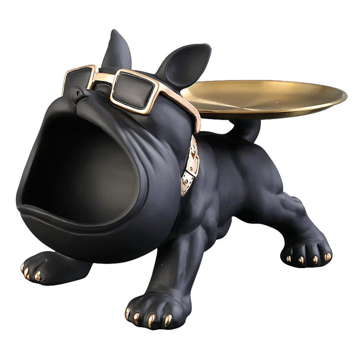 30cm Bulldog Dog Statue Storage Box – Resin Puppy Figurine Home Decor for Living Room