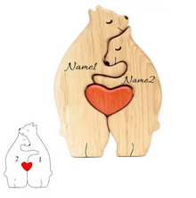 Personalized Wooden Bear Family Puzzle – Custom Name Home Decor Gift for Mom & Baby