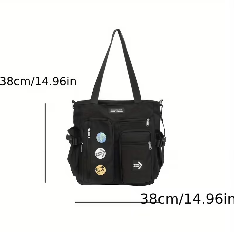 Oxford Material Men'S Casual Shoulder Bag, Large Tote with Multiple Pockets, Street Style Crossbody Satchel for Students