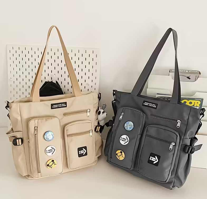 Oxford Material Men'S Casual Shoulder Bag, Large Tote with Multiple Pockets, Street Style Crossbody Satchel for Students