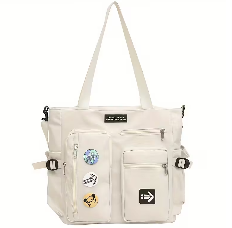 Oxford Material Men'S Casual Shoulder Bag, Large Tote with Multiple Pockets, Street Style Crossbody Satchel for Students