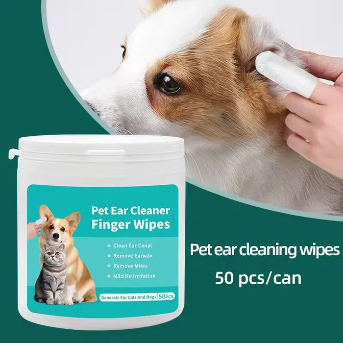 Pet Ear Cleaning Wipes NZ | Disposable Finger Ear Wipes for Cats & Dogs | Pet Ear Care Cleaner New Zealand