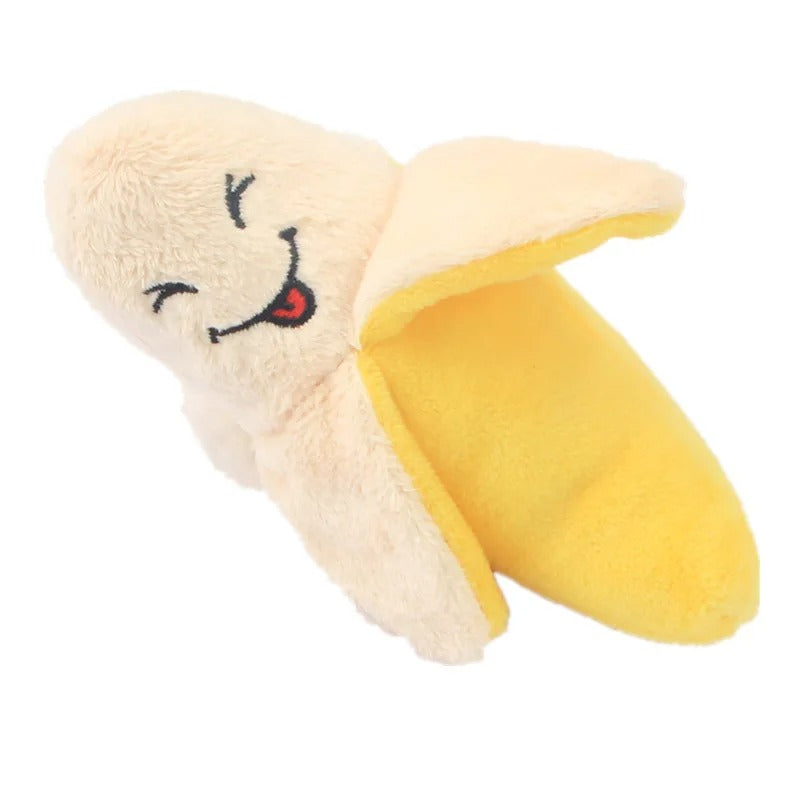 Plush Squeaky Dog Chew Toy | Soft Banana Bone Puppy Training Toy | Bite-Resistant Pet Toy